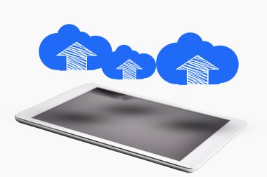 Dijital tablet bilgisayar bulutlar ile