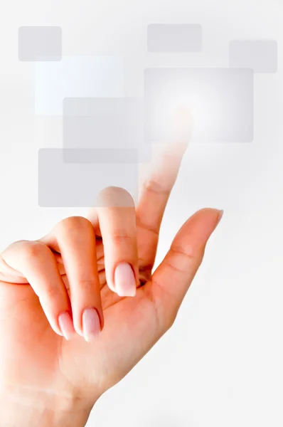 Finger pointing on digital blank screen — Stock Photo, Image