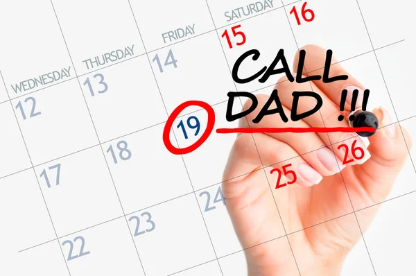 Call dad calendar reminder date — Stock Photo, Image