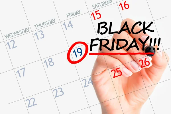 Ventes Black Friday sur calendrier — Photo