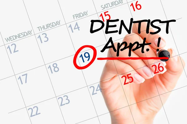 Dentist appointment date on calendar — Stock Photo, Image