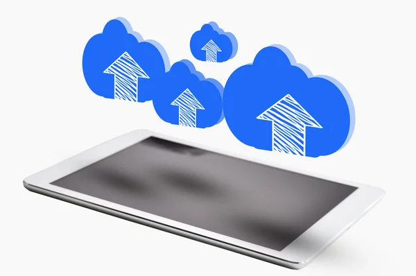 Tablet digitale con cloud computing Foto Stock Royalty Free
