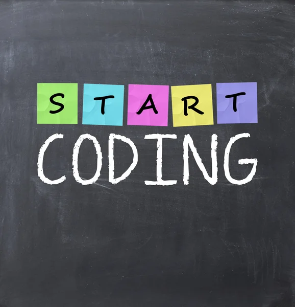 Iniciar texto de codificação — Fotografia de Stock