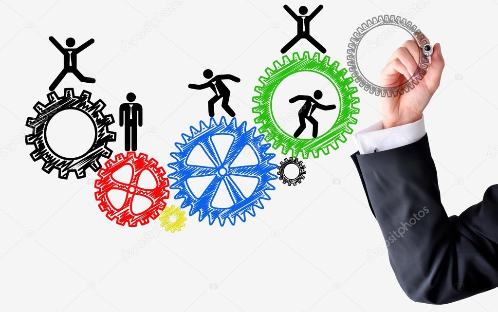 Human resources spinning wheels concept