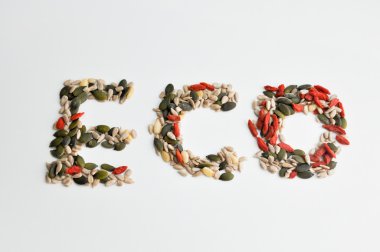 Çeşitli tohumlarından yapılan Eko işareti