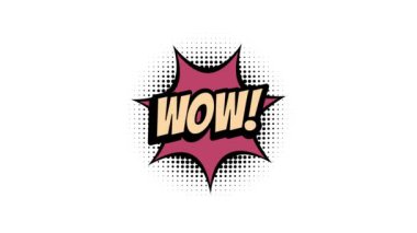 Vay canına, komik metin konuşma balonu çizgi film animasyonu. Pop sanat yarım ton tarzı. ses efekti bang boom mesajı. Neşeli vlog kanalı için uygun.