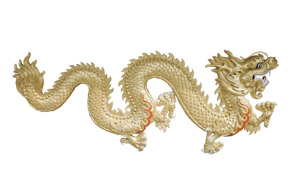 Golden dragon on isolated white background. — Stock Photo, Image