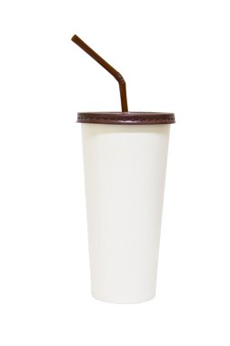 kağıt bardak beyaz zemin üzerine.