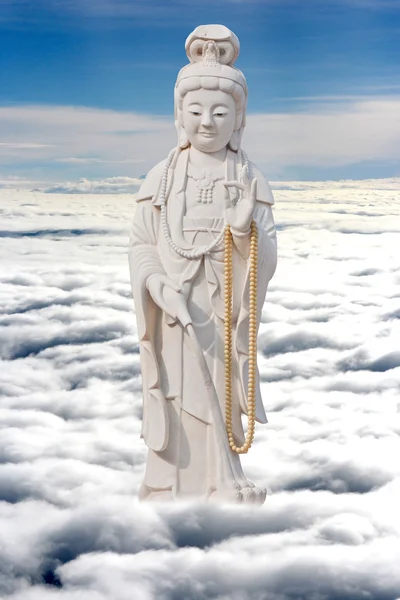 Kuan Yin Buda beyaz yeşim yapılan.