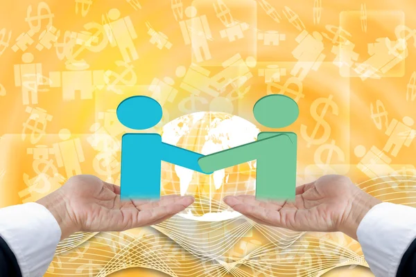 Ruce ukazují obchodní spolupráce. — Stock fotografie
