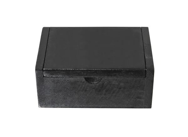 Black wood box on isolated white background. — Stock Photo, Image