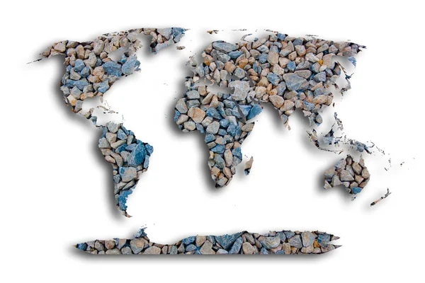 The world map with stone texture on isolated background. — Stock Photo, Image