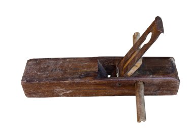 beyaz zemin üzerinde eski vintage ahşap rabbet uçak.