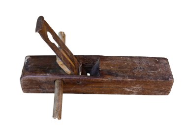 beyaz zemin üzerinde eski vintage ahşap rabbet uçak.