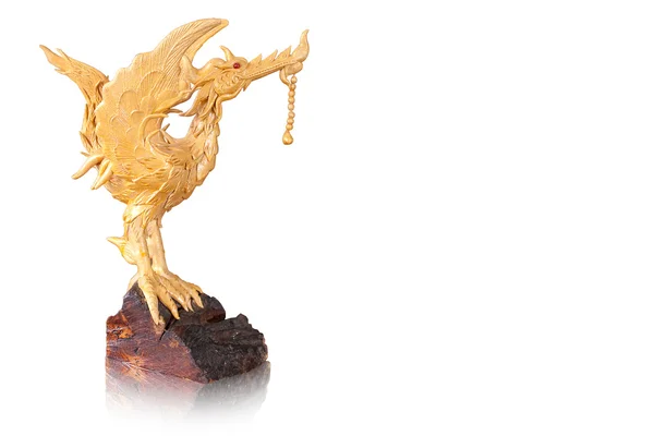 Cisne estátua de ouro no fundo isolado — Fotografia de Stock