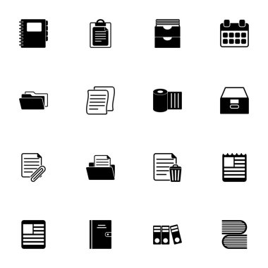 Documents icon - Expand to any size - Change to any colour. Perfect Flat Vector Contains such Icons as paper document, newspaper, attachment file, calendar, sheet, books, office folders, note, archive