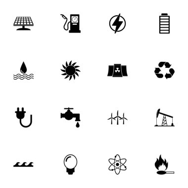 Energy icon - Expand to any size - Change to any colour. Perfect Flat Vector Contains such Icons as power, water, gas, electricity, lightning, pump, plug, leaf, drop, battery, oil, fuel, flame, pipe