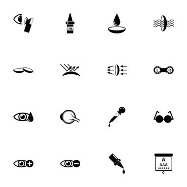 Eye Lens icon - Expand to any size - Change to any colour. Perfect Flat Vector Contains such Icons as care, clean, hand, optometrist, medical, container, drop, eyeball, human eyes, healthcare, vision