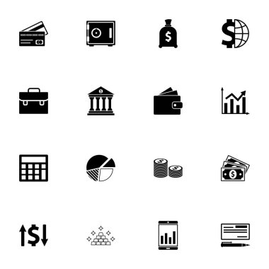 Financical icon - Expand to any size - Change to any colour. Perfect Flat Vector Contains such Icons as bank, stock, handshake, money, coin, certificate, wallet, atm, moneybox, exchange, lending