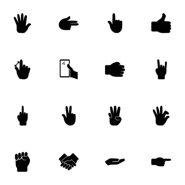 Hands icon - Expand to any size - Change to any colour. Perfect Flat Vector Contains such Icons as horns gesture, victory, hold smartphone, handshake, fist, thumbs up, fuck finger, cursor, enlarge