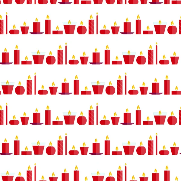 Vektor nahtloses Muster verschiedener brennender roter Kerzen — Stockvektor