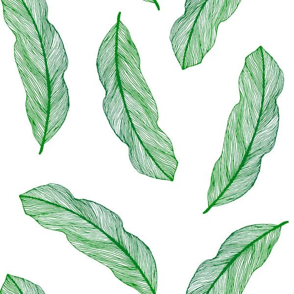 Vektorgrafik nahtloses Muster aus grünen Blättern — Stockvektor