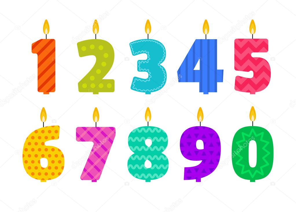 Vector Birthday Candle Set In The Shape Of Numbers Vector Image By C Aksenova Yu Vector Stock