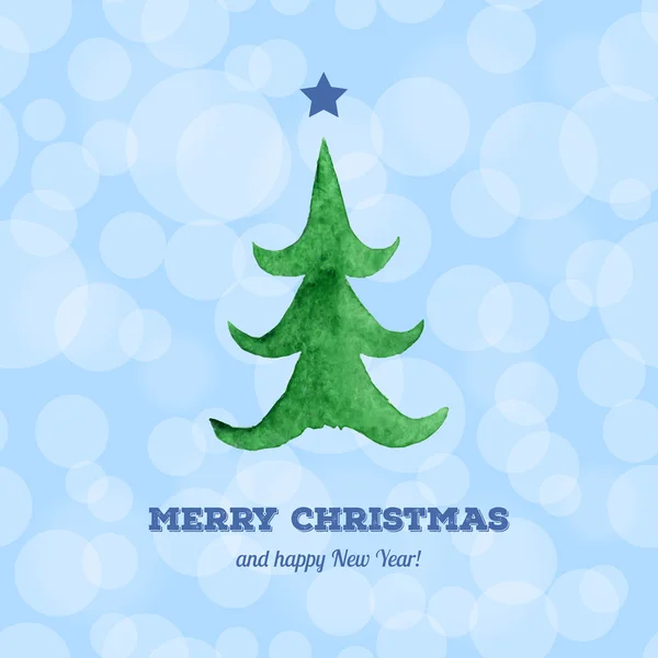 水彩のクリスマス ツリーとクリスマス カード — ストックベクタ