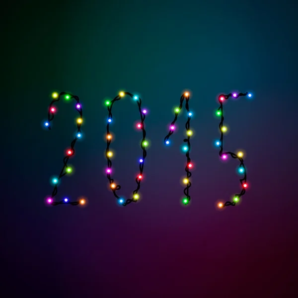 El texto de las luces de Navidad 2015 — Vector de stock