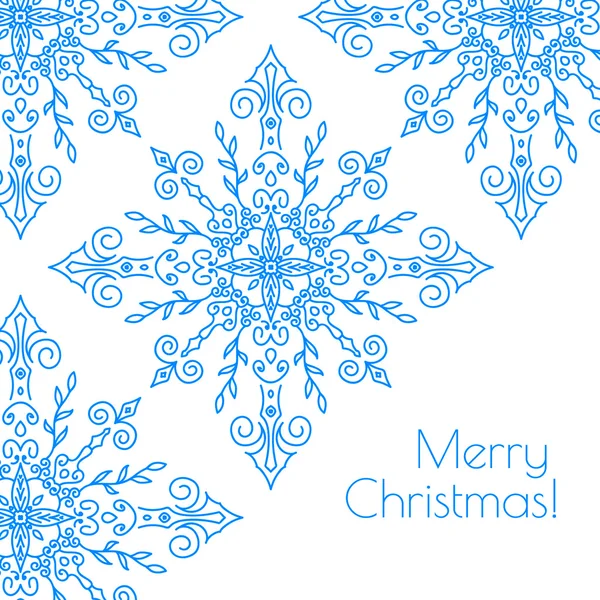 Cartão de Natal com flocos de neve desenhados à mão — Vetor de Stock