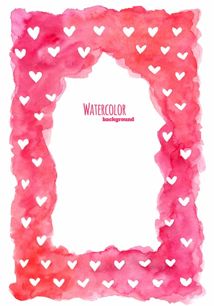 Watercolor frame with hearts — Stock Vector