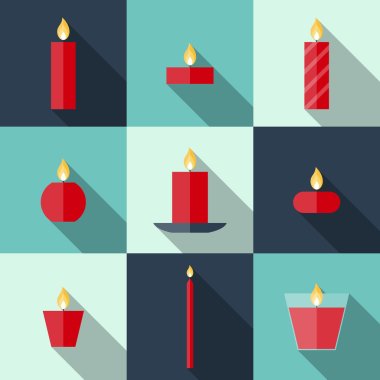 Flat icons Christmas candles clipart