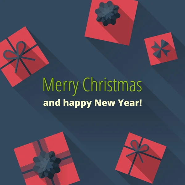 Carte de Noël avec coffrets cadeaux — Image vectorielle