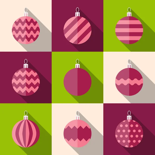 Set de iconos planos de decoraciones navideñas — Archivo Imágenes Vectoriales