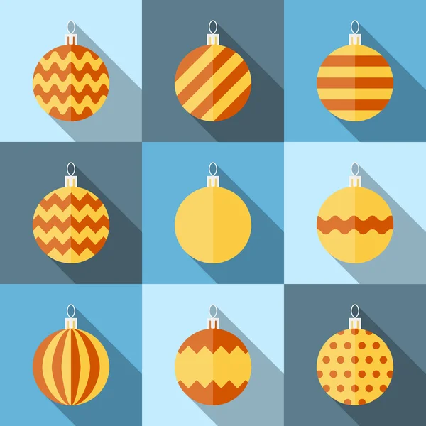 Flat icon set of christmas decorations — Stock Vector