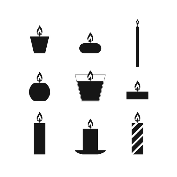 Płaskie ikony świąteczne świece — Wektor stockowy
