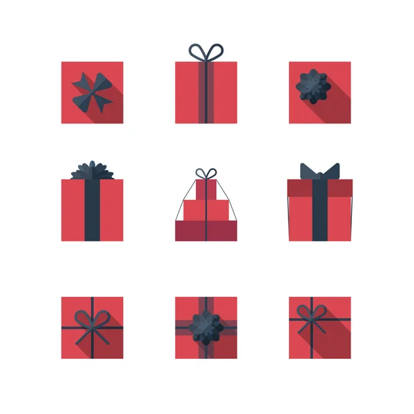 Flat gift box icon set — Stock Vector