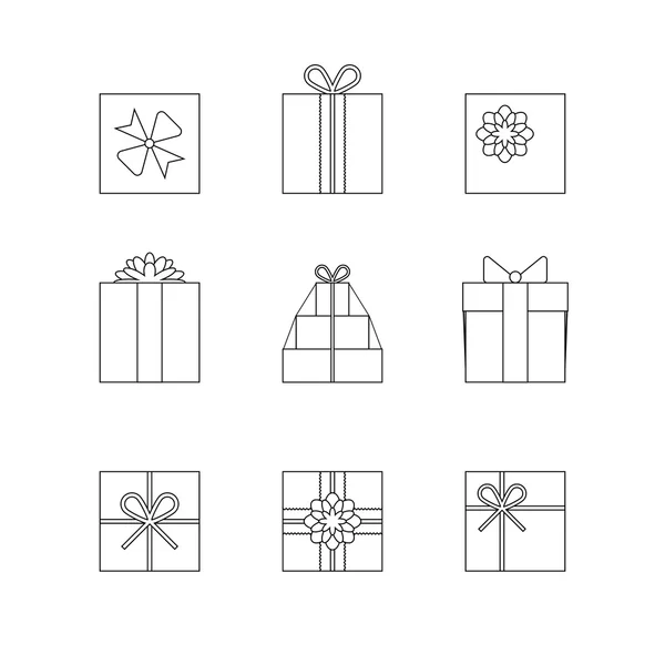 Silhouettes of gift boxes isolated — Stock Vector