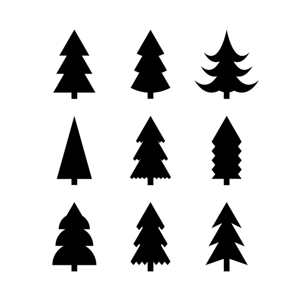 Siluetas simples de árboles de Navidad — Vector de stock