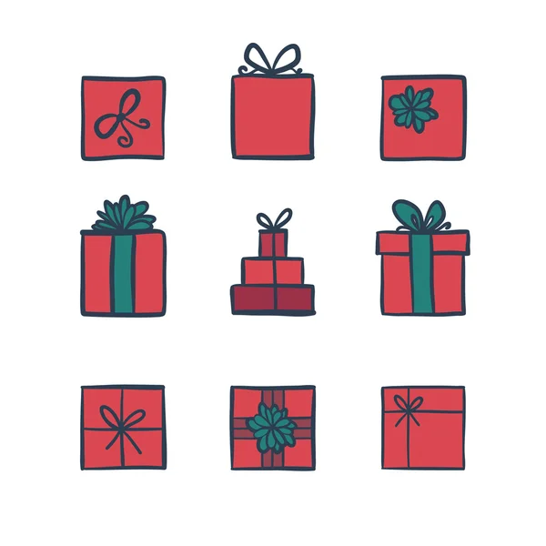 Iconos dibujados a mano regalos — Vector de stock