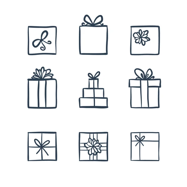 Hand drawn icons gifts — Stock Vector