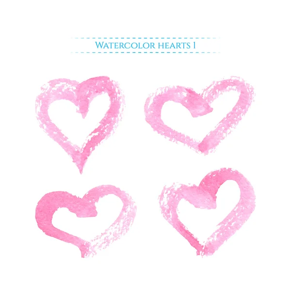 Pink watercolor hearts — Stock Vector