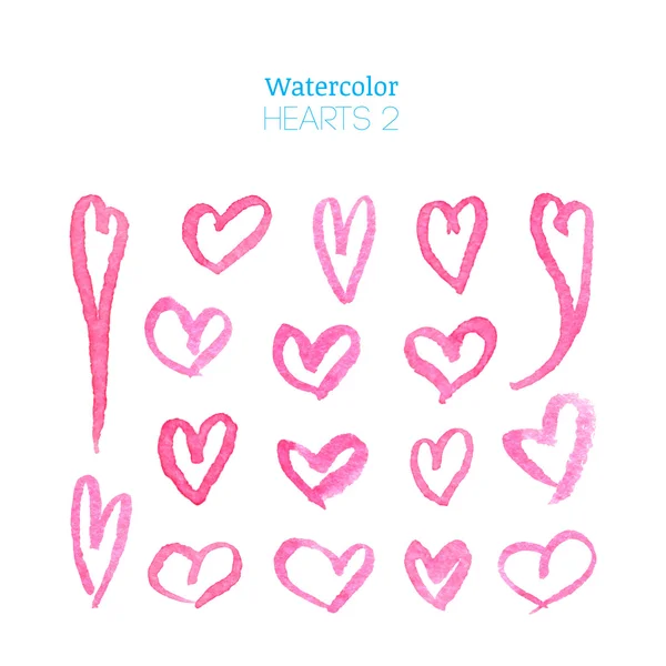 Roze aquarel harten — Stockvector