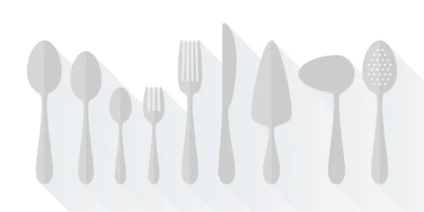 Set ikon cutlery datar - Stok Vektor