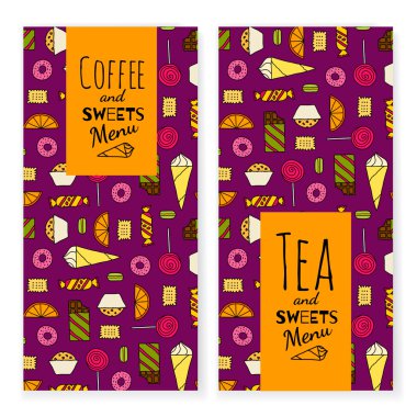 Renkli tatlı menü şablonu ile renkli arka tipografik