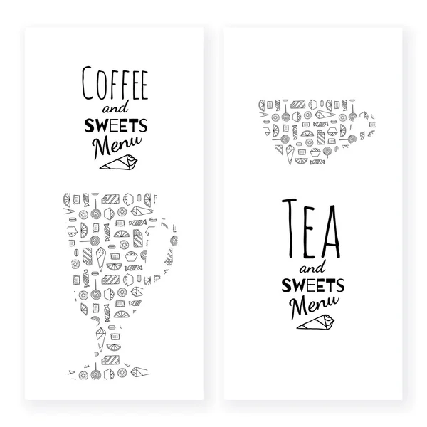 Modèle de menu de dessert élégant noir et blanc avec typographie — Image vectorielle