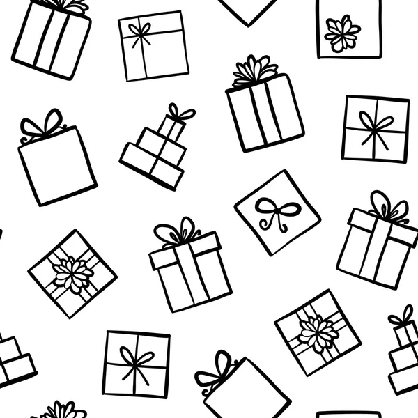 Handgezeichnete nahtlose Muster mit Geschenkboxen — Stockvektor