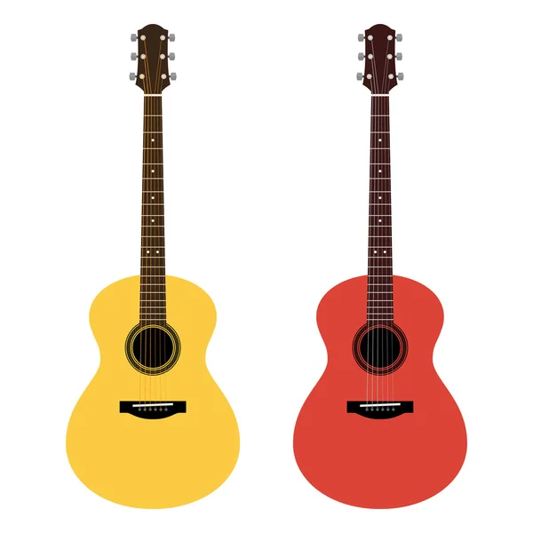 Illustrazione dettagliata vettoriale delle chitarre acustiche in stile flat — Vettoriale Stock
