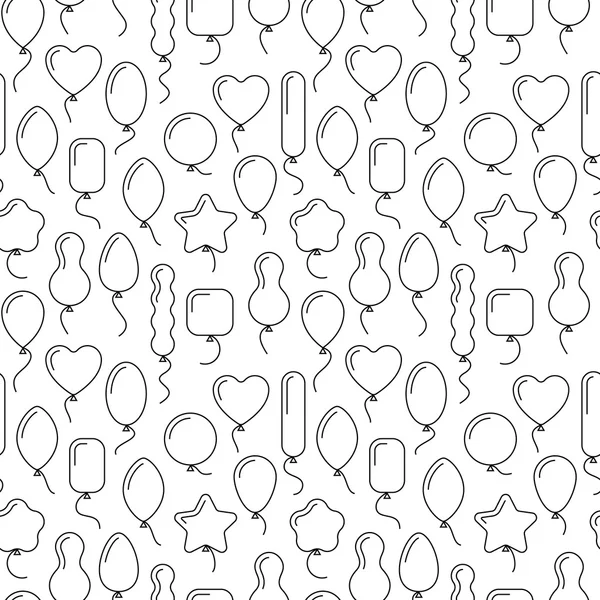 Vector seamless pattern with balloons of different shapes — Stock Vector