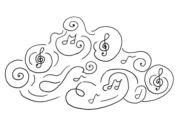 Chmura muzyczna z nutami ingraphic — Zdjęcie stockowe
